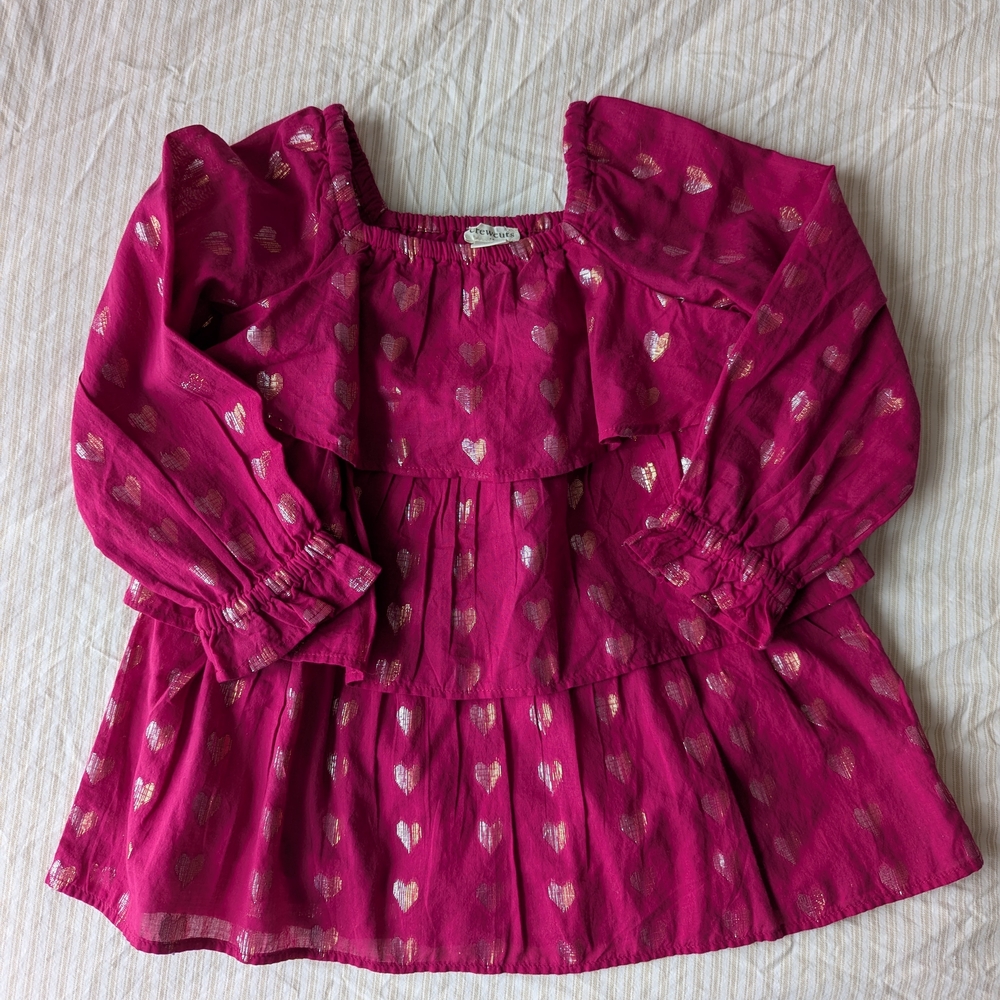 Kids Heart Print Top - Pink
